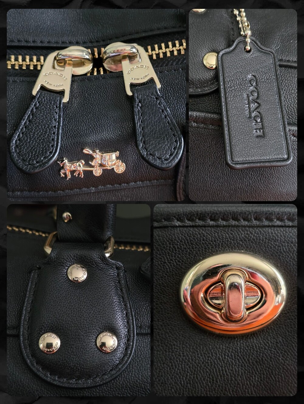 Coach F33689 Rhyder Black Leather Satchel Doctor Bag Crossbody Y2K - Picture 6 of 16